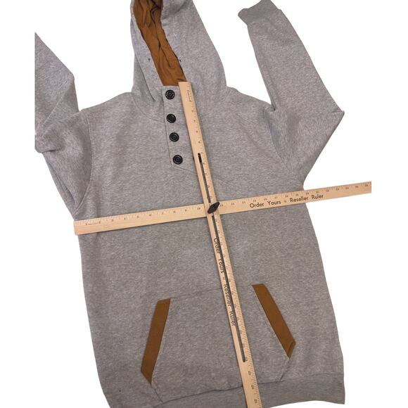 SPOP Hoodie Sweatshirt Womens XXL Pullover Buttons Gray Brown Athleisure Urban - Picture 6 of 16